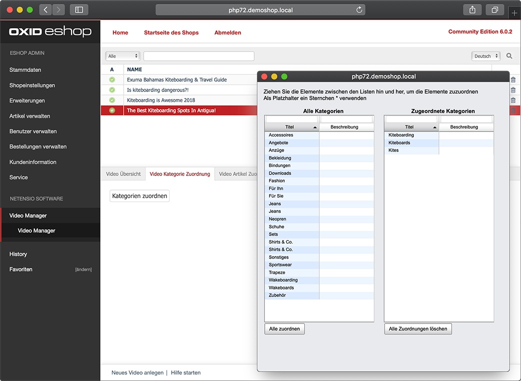 YouTube Video-Manager für OXID eShop 4