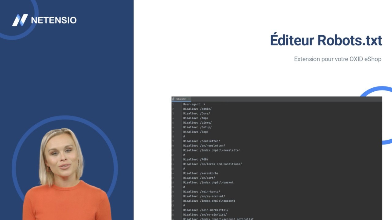Éditeur Robots.txt pour l'administration d'OXID eShop